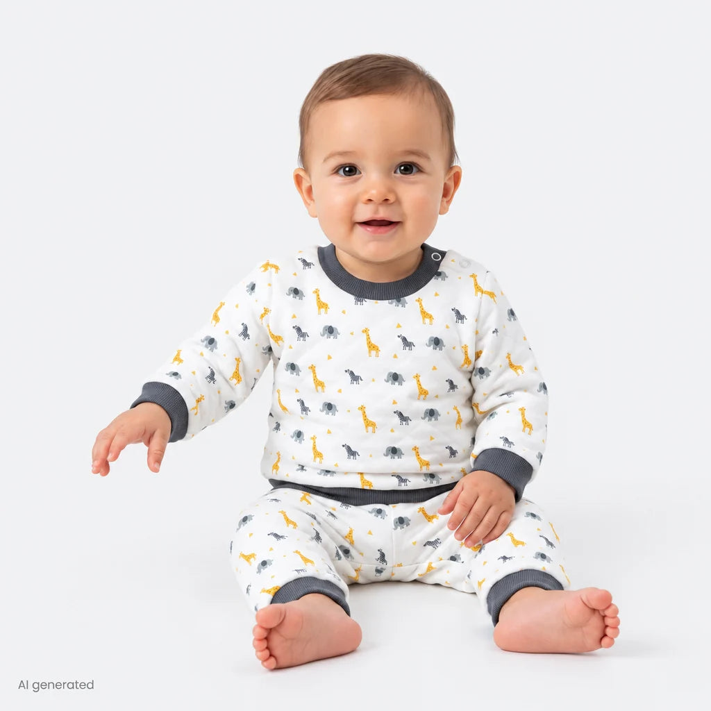 HelloBaby Animal Print Quilted Baby Sweatshirt & Leggings Set (1-3 to 12 Months)