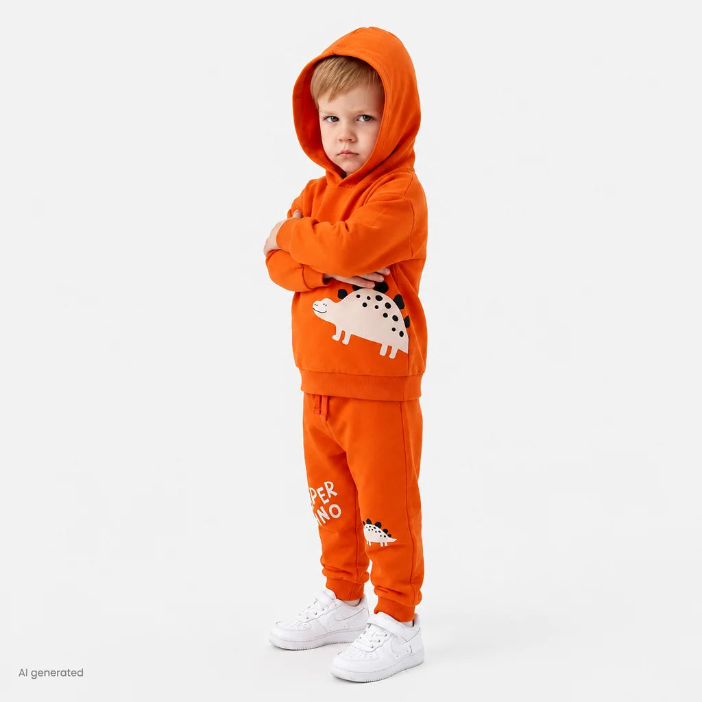 HelloBaby Dinosaur Print Hooded Baby Sweatshirt & Joggers Set (6-9 Months to 4-5 Years)