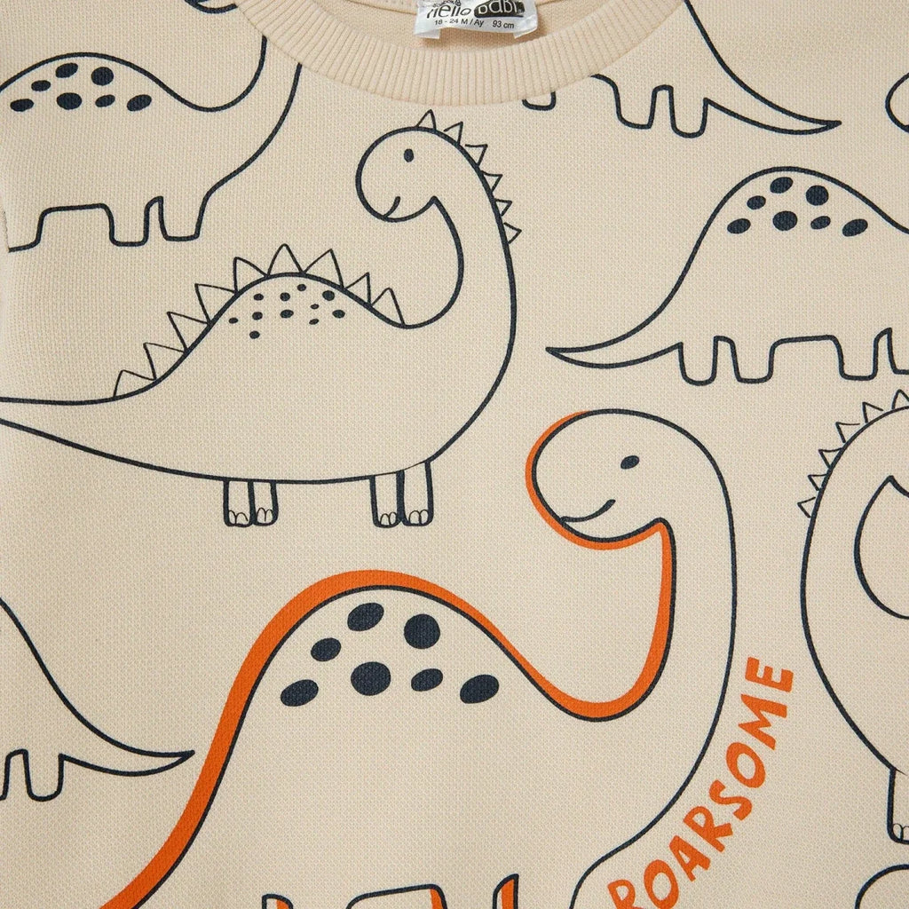 HelloBaby Dinosaur Print Jacquard Baby Sweatshirt & Joggers Set (6-9 Months to 4-5 Years)