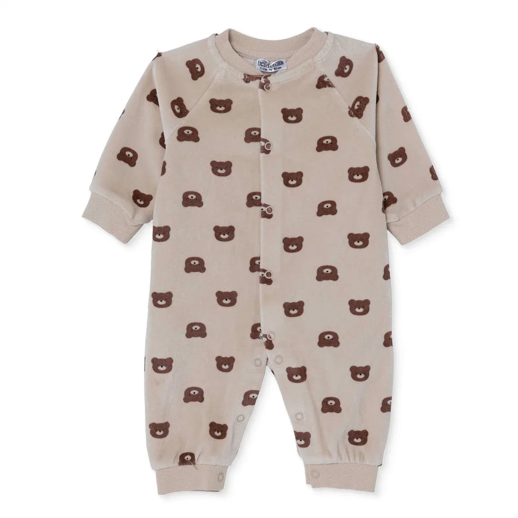 HelloBaby Bear Print Footless Velour Baby Sleepsuit (Newborn to 6-9 Months)