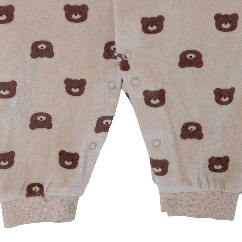 HelloBaby Bear Print Footless Velour Baby Sleepsuit (Newborn to 6-9 Months)