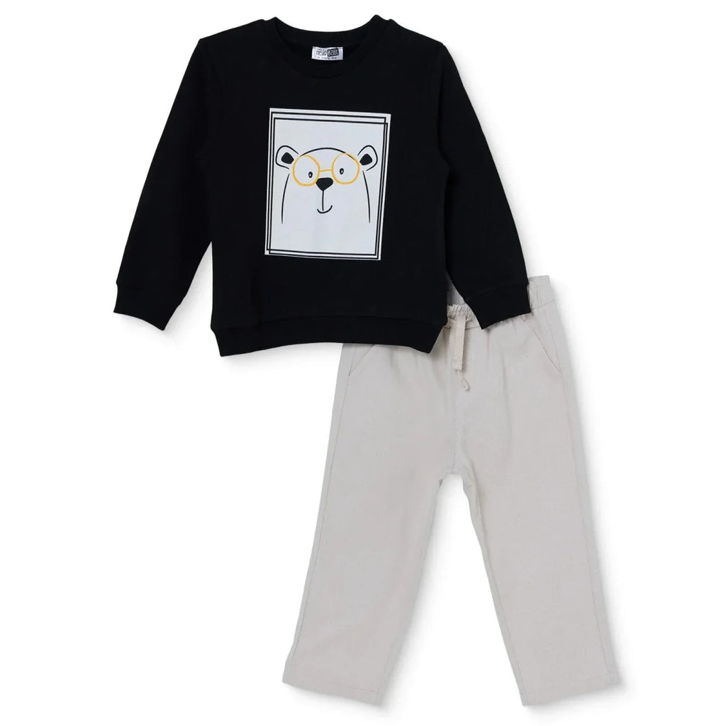 HelloBaby Bear Print Long Sleeve Baby T-Shirt & Trousers Set (6-9 Months to 4-5 Years)