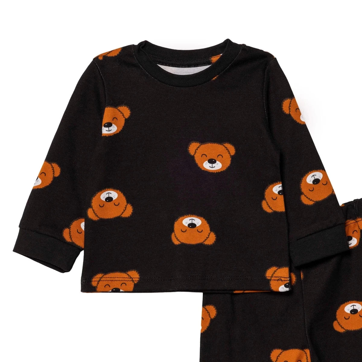 HelloBaby Ribbed Ankle Cuff Long Sleeve Baby Pyjama Set (3-6 Months to 2-3 Years) - Black