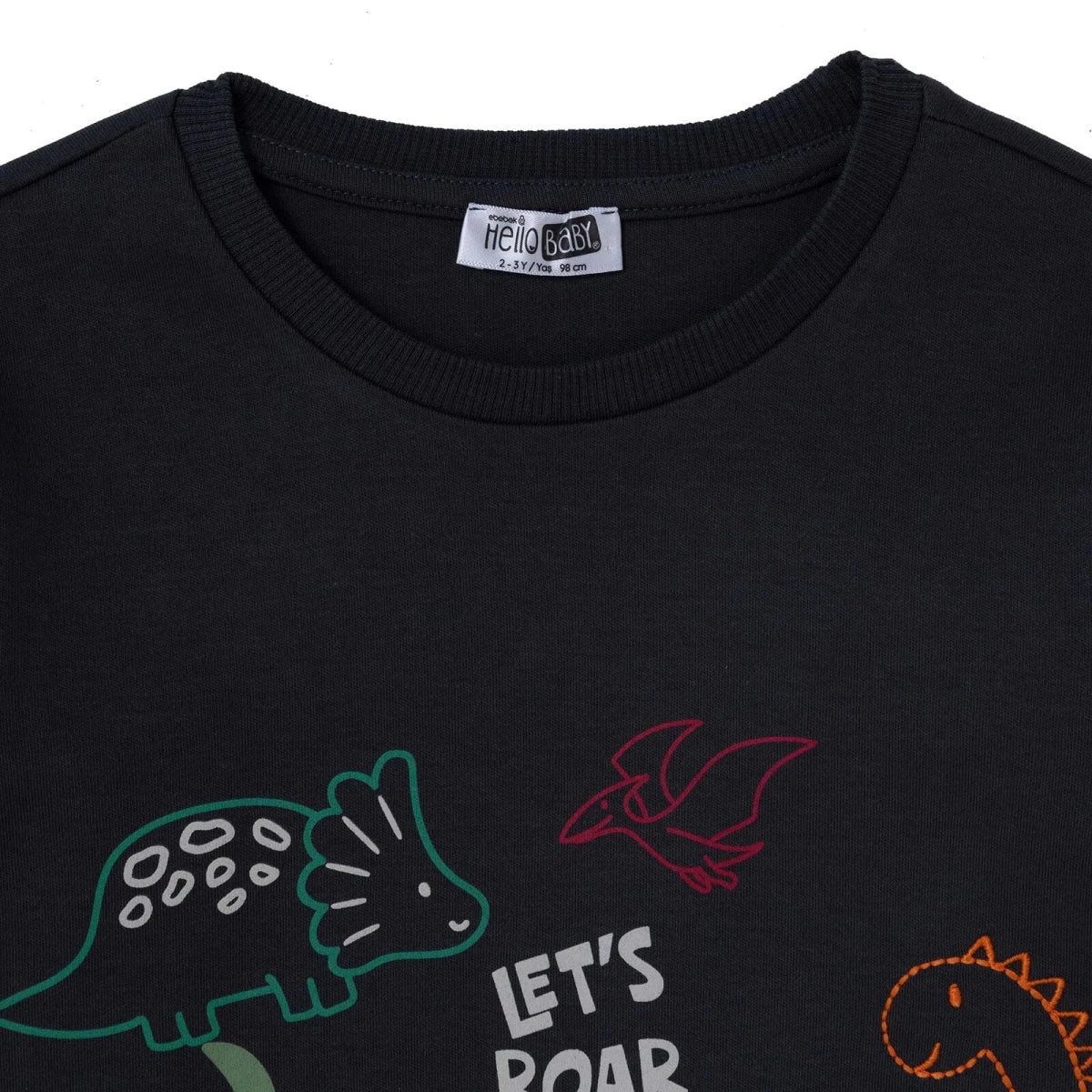 HelloBaby Dinosaur Print Long Sleeve Baby T-Shirt (3-6 Months to 2-3 Years) - Black