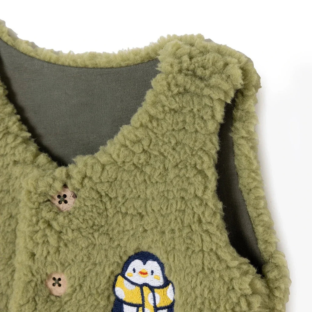 HelloBaby Penguin Print Buttoned Fleece Baby Gilet (1-3 Months to 12 Months)