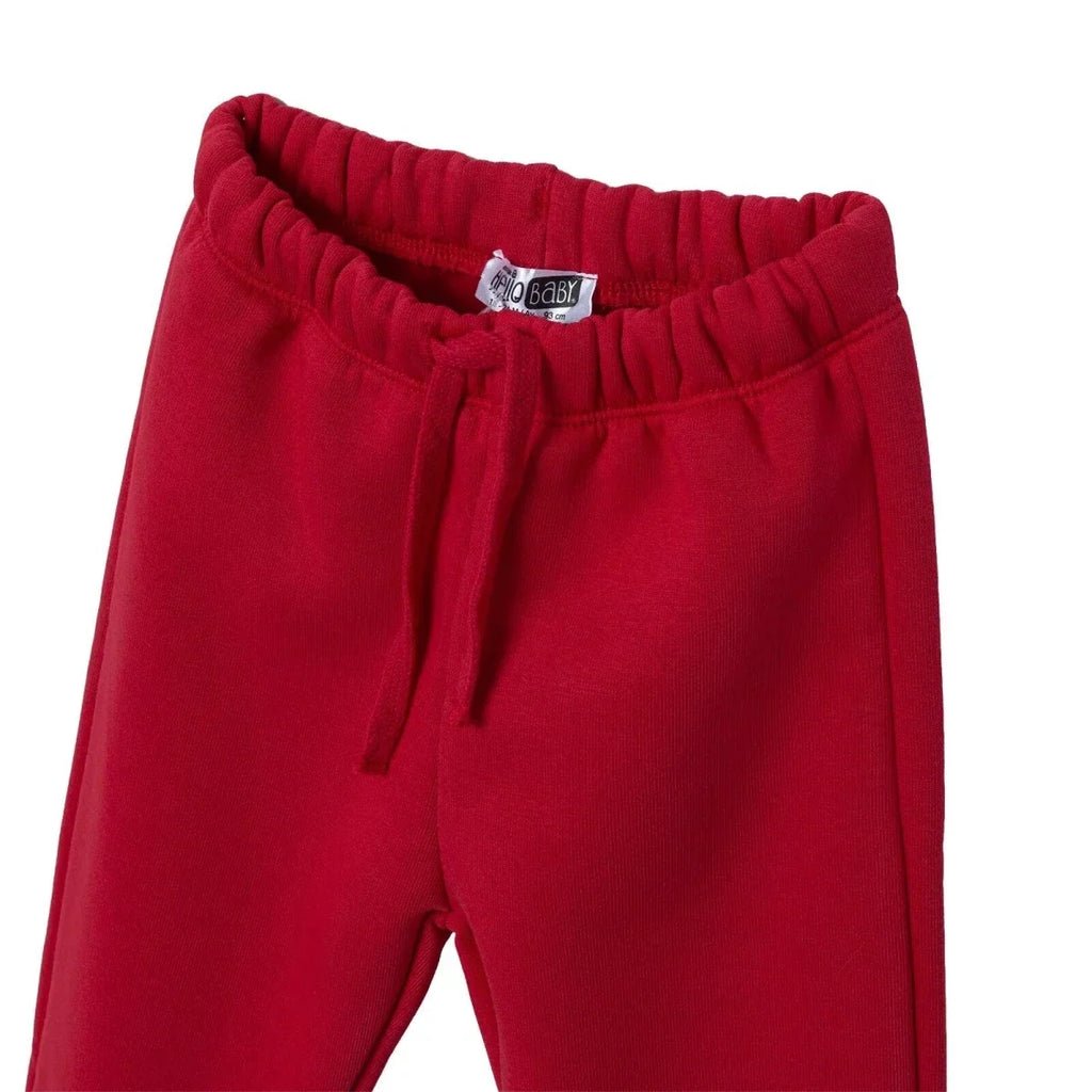 HelloBaby Drawstring Brushed Back Baby Joggers (3-6 Months to 4-5 Years) - Red