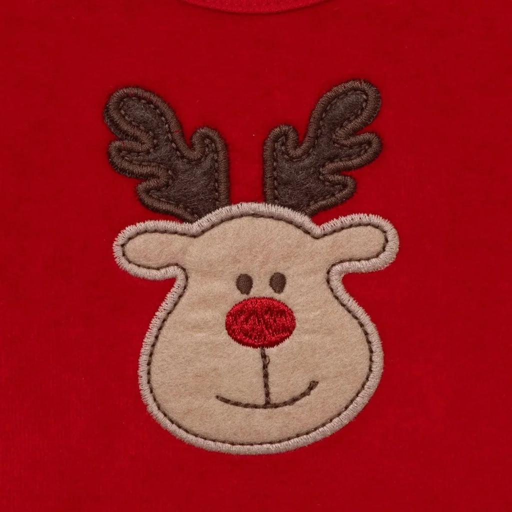 HelloBaby Reindeer Long Sleeve Velour Baby Bodysuit (1-3 Months to 2-3 Years) - Red