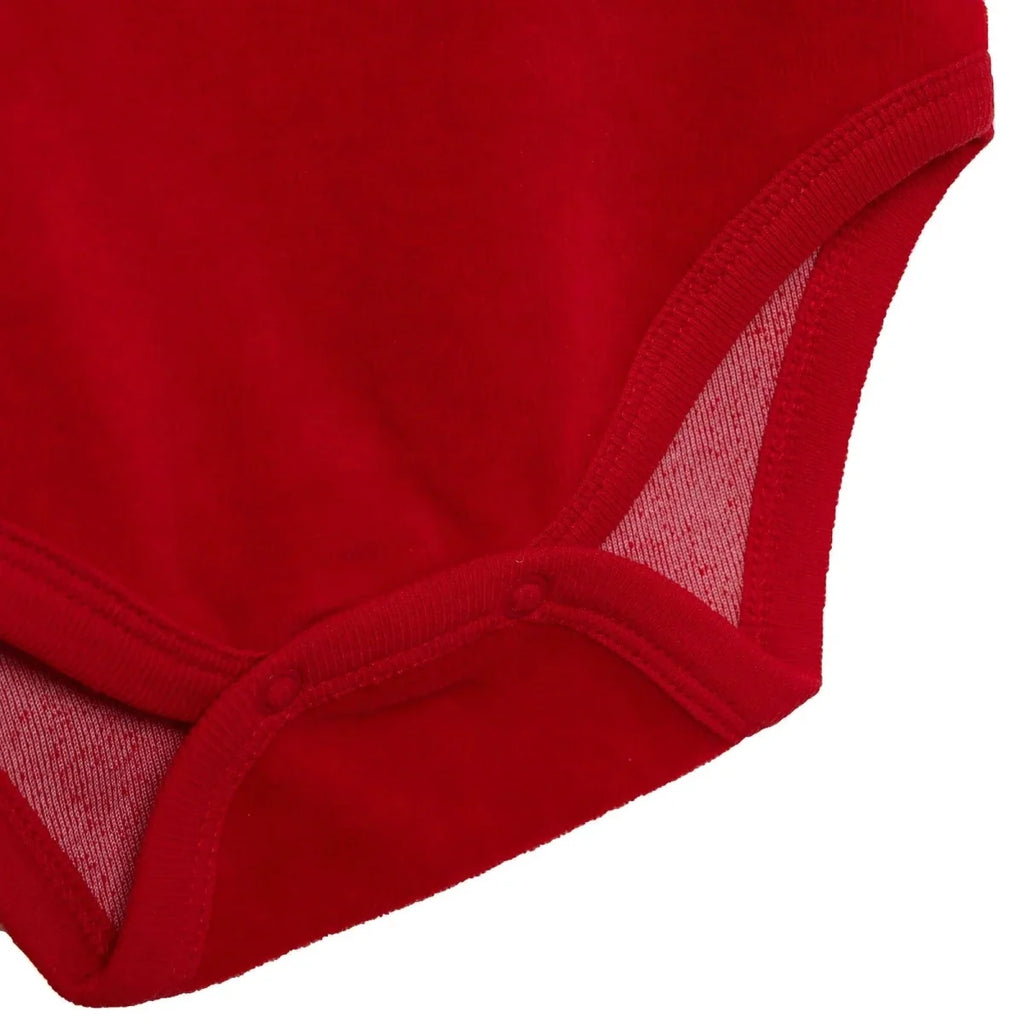 HelloBaby Reindeer Long Sleeve Velour Baby Bodysuit (1-3 Months to 2-3 Years) - Red