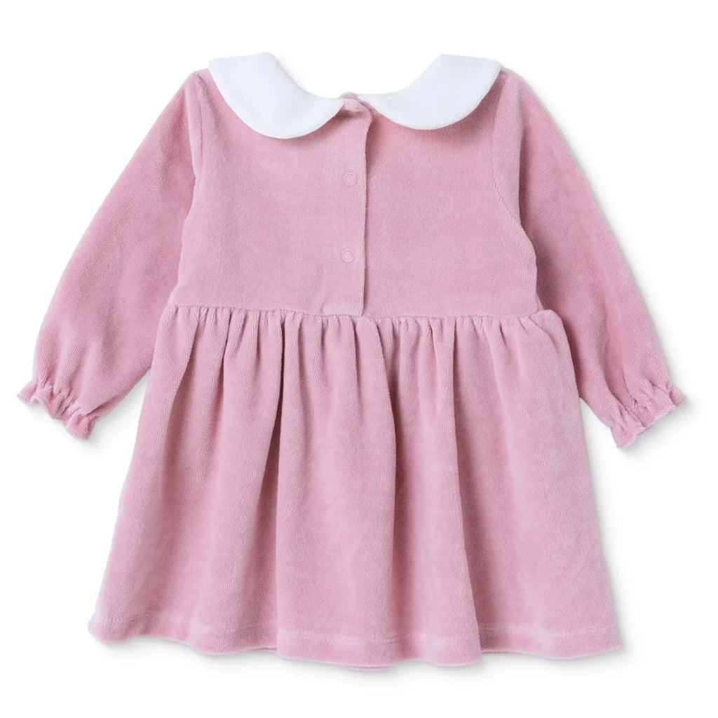 HelloBaby Star Print Long Sleeve Velour Baby Dress (1-3 Months to 12 Months)