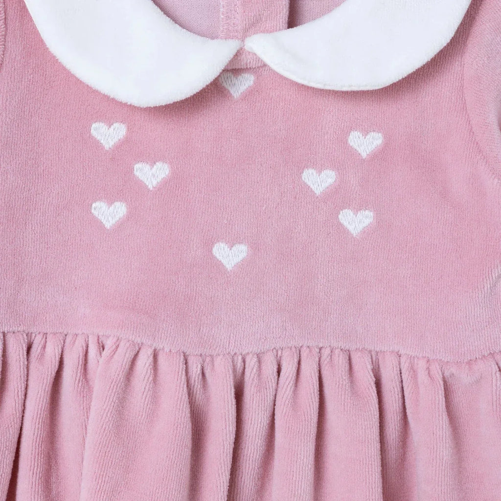 HelloBaby Star Print Long Sleeve Velour Baby Dress (1-3 Months to 12 Months)