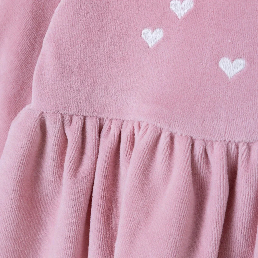 HelloBaby Star Print Long Sleeve Velour Baby Dress (1-3 Months to 12 Months)