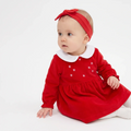 HelloBaby Star Print Long Sleeve Velour Baby Dress (1-3 Months to 12 Months)