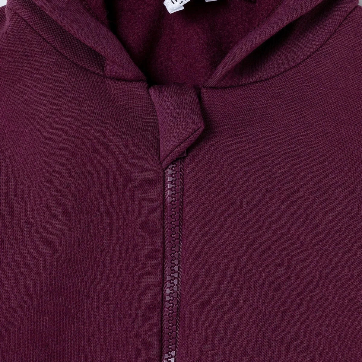 HelloBaby Thick Brushed Back Zip-Through Baby Hoodie (3-6 Months to 2-3 Years) - Damson