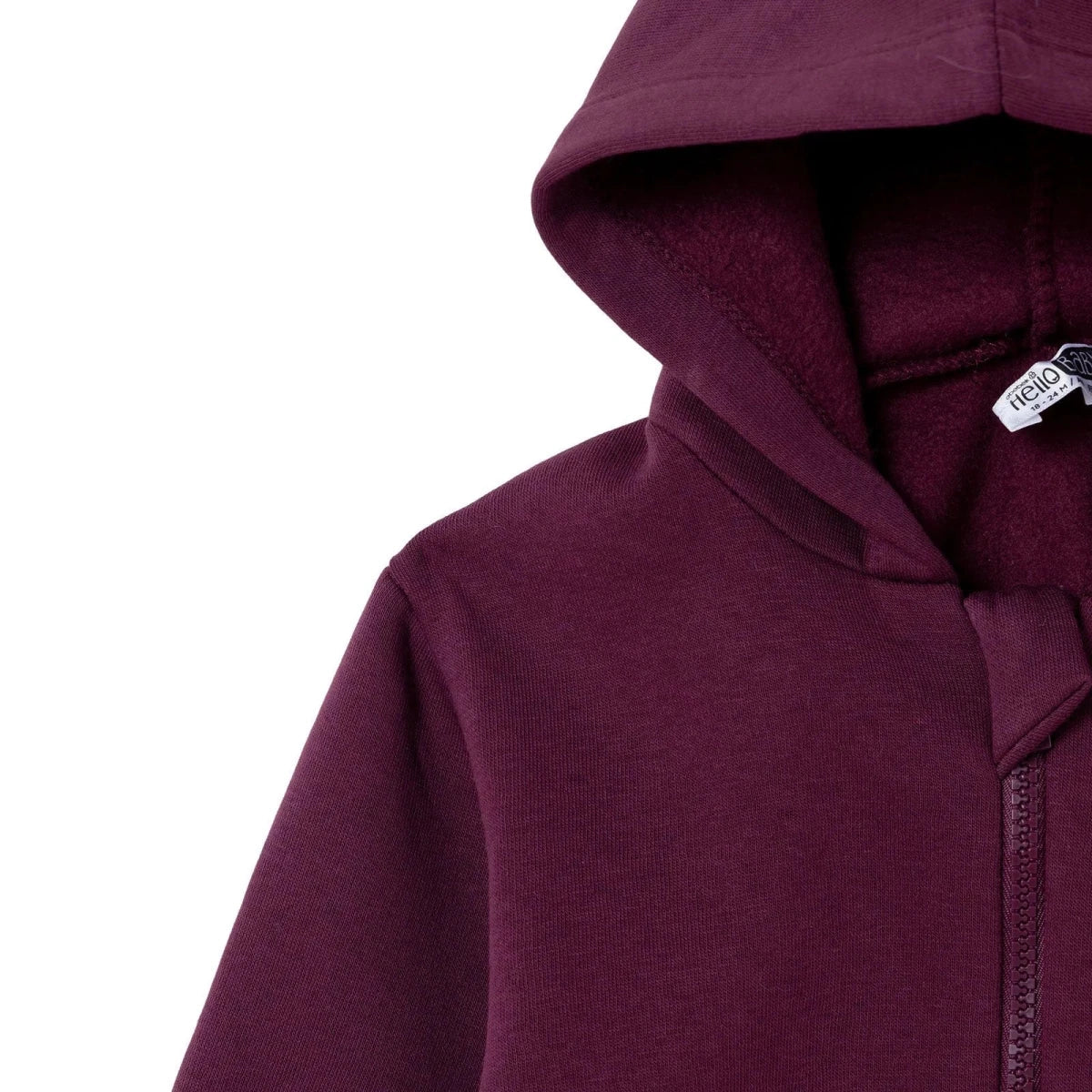 HelloBaby Thick Brushed Back Zip-Through Baby Hoodie (3-6 Months to 2-3 Years) - Damson