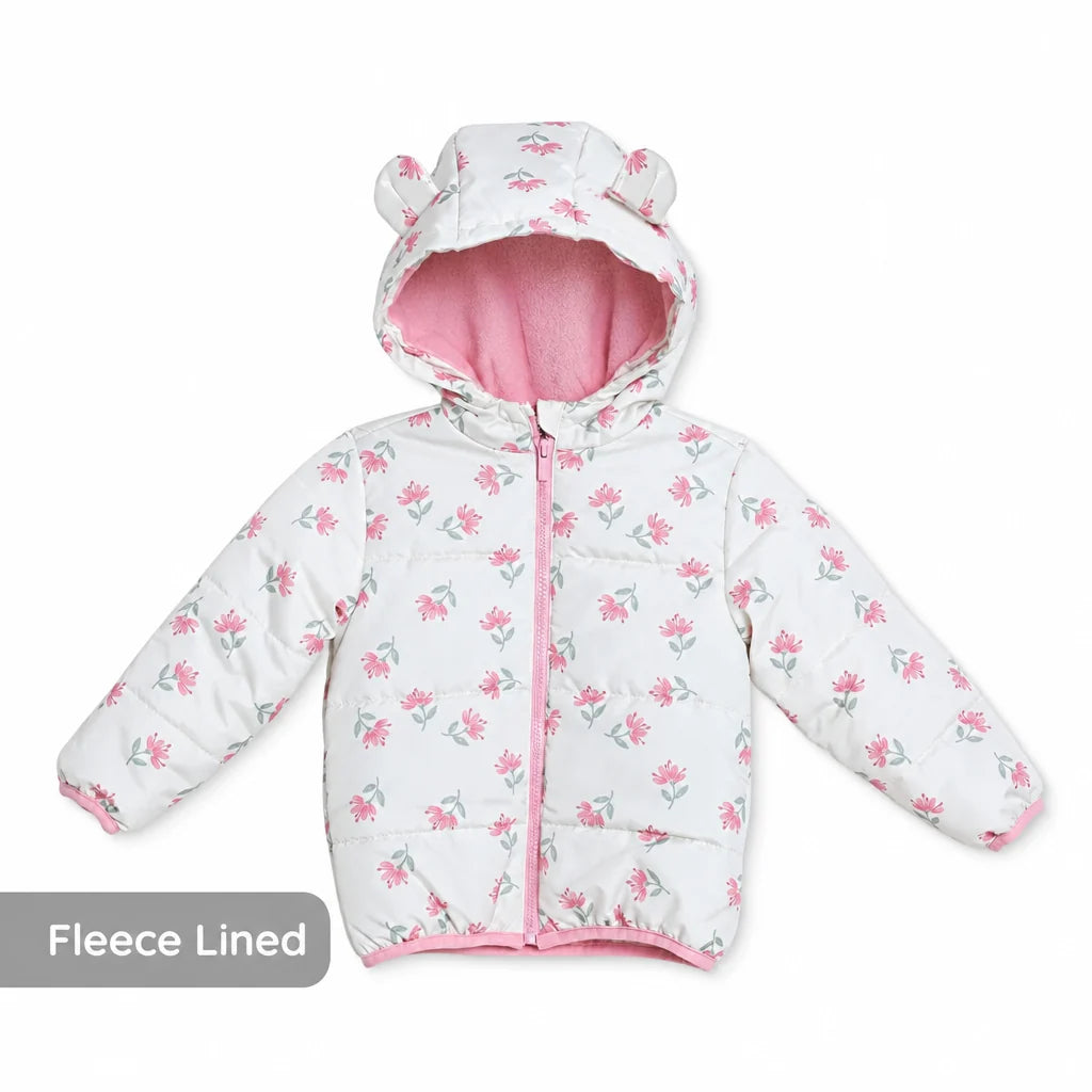 HelloBaby Hooded Floral Print Fleece Baby Jacket (9-12 Months to 4-5 Years)