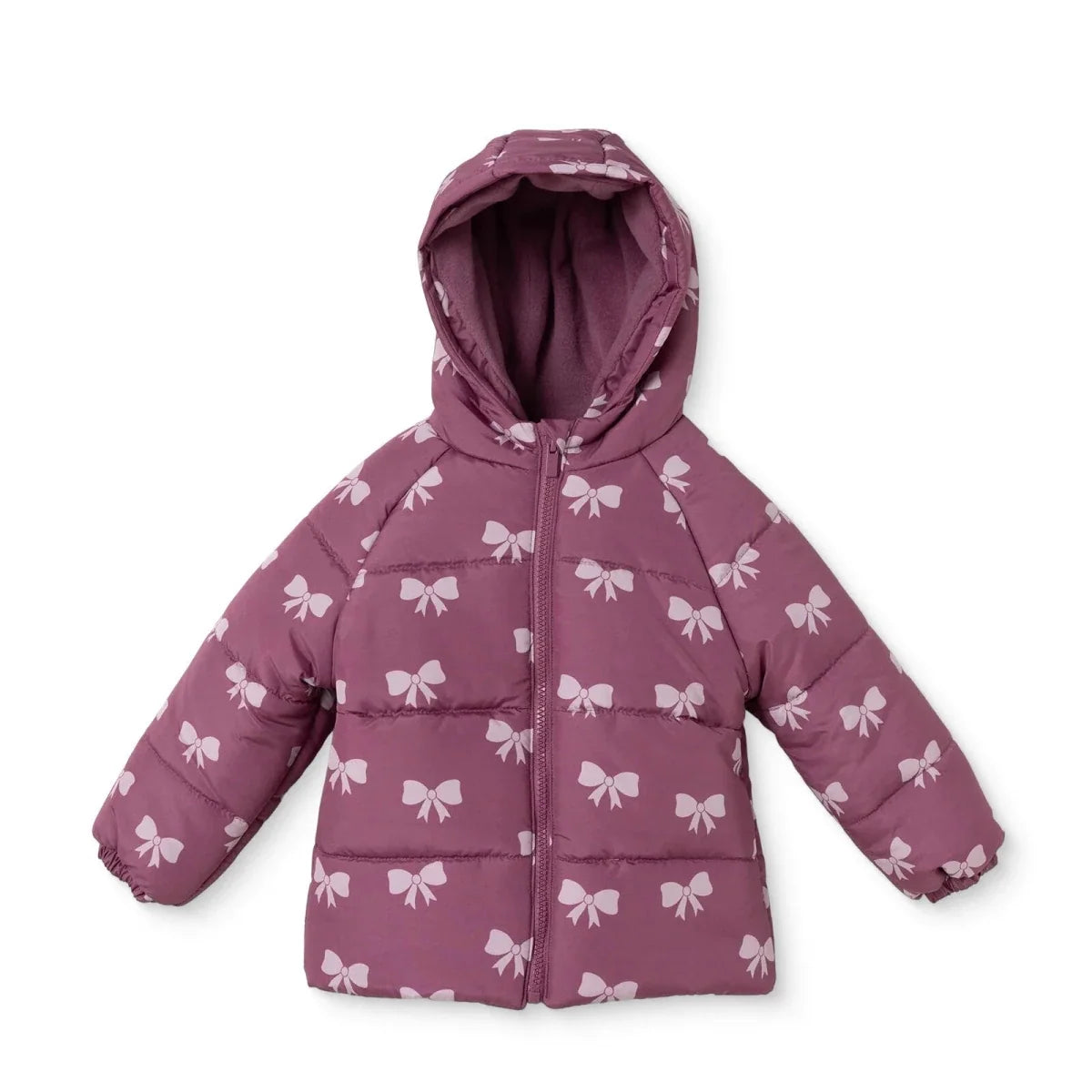 HelloBaby Hooded Bow Print Fleece Baby Jacket (9-12 Months to 4-5 Years) - Pink Printed
