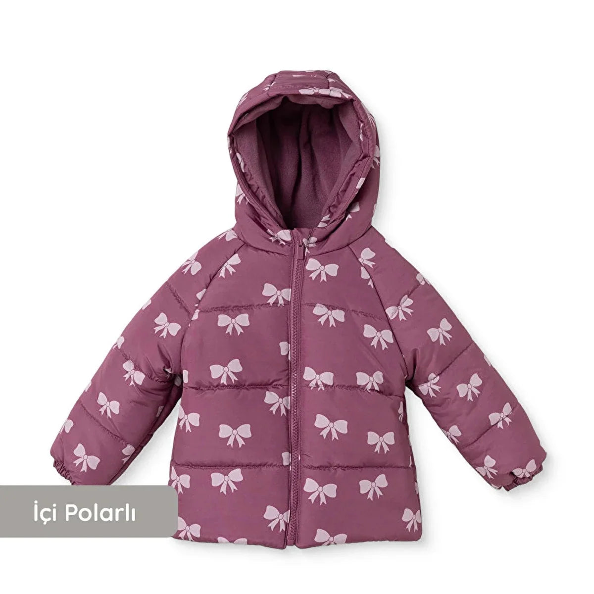 HelloBaby Hooded Bow Print Fleece Baby Jacket (9-12 Months to 4-5 Years) - Pink Printed