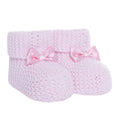 Kitti Bow Detail Knitted Baby Booties (One Size) - Light Pink