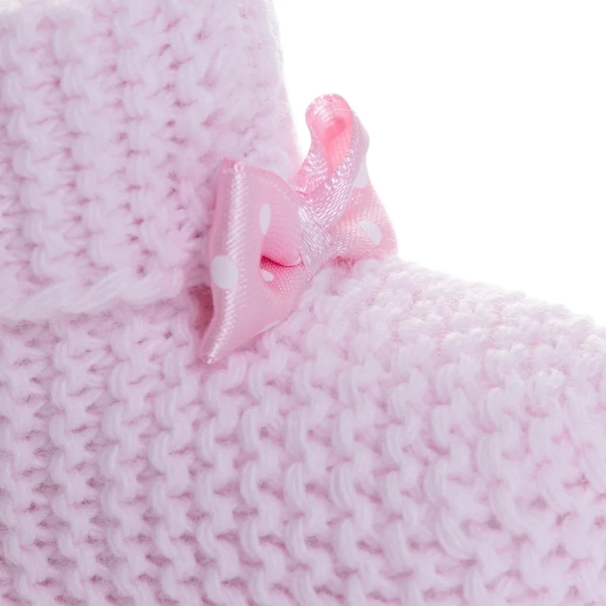 Kitti Bow Detail Knitted Baby Booties (One Size) - Light Pink