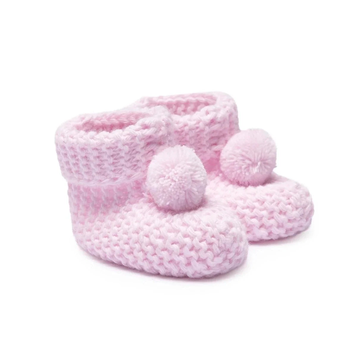 HelloBaby Pom Pom Knitted Baby Booties (One Size) - Light Pink