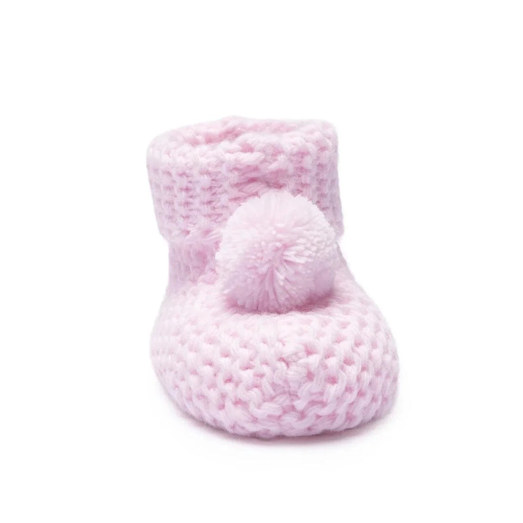 HelloBaby Pom Pom Knitted Baby Booties (One Size) - Light Pink