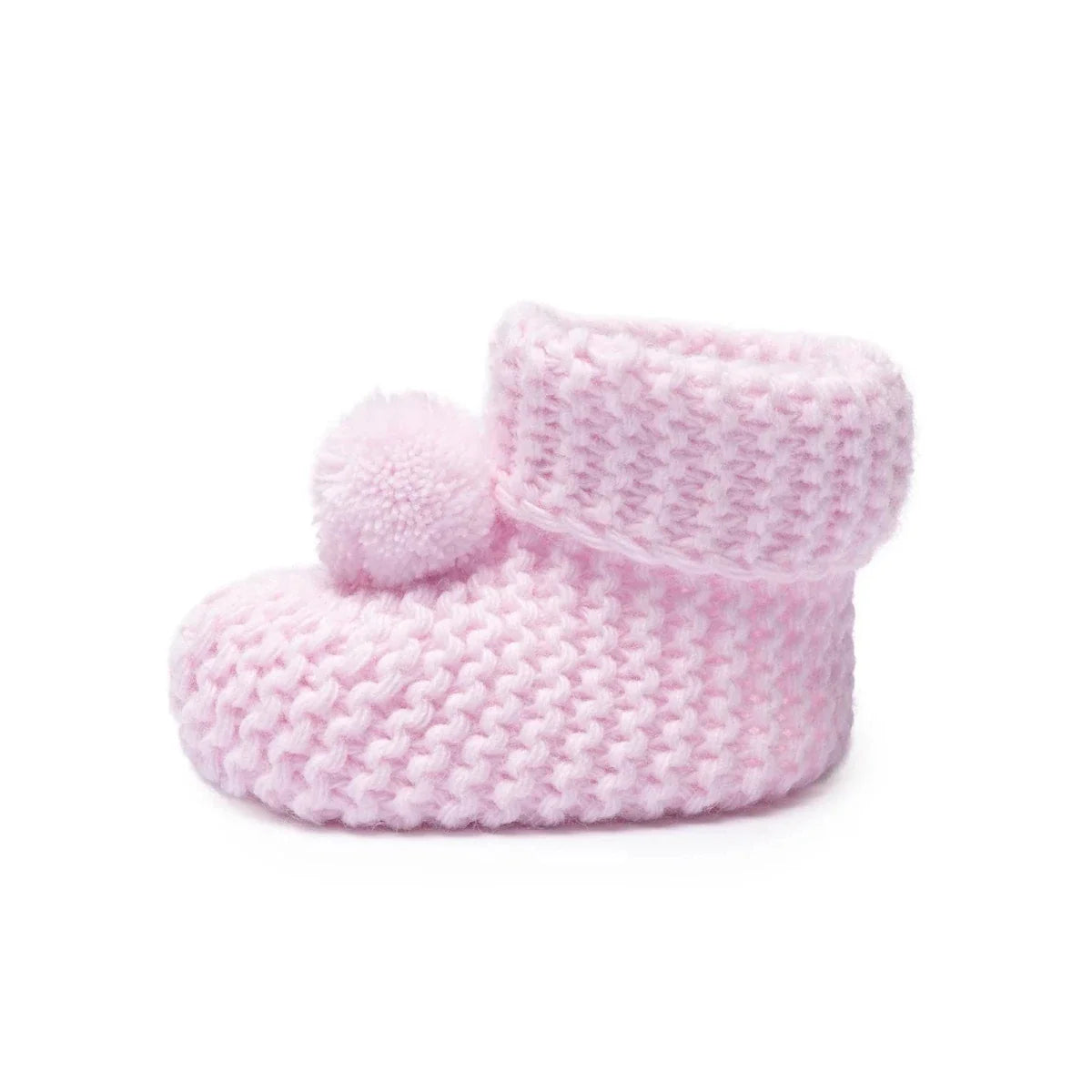 HelloBaby Pom Pom Knitted Baby Booties (One Size) - Light Pink