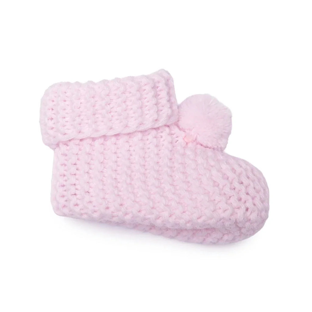 HelloBaby Pom Pom Knitted Baby Booties (One Size) - Light Pink