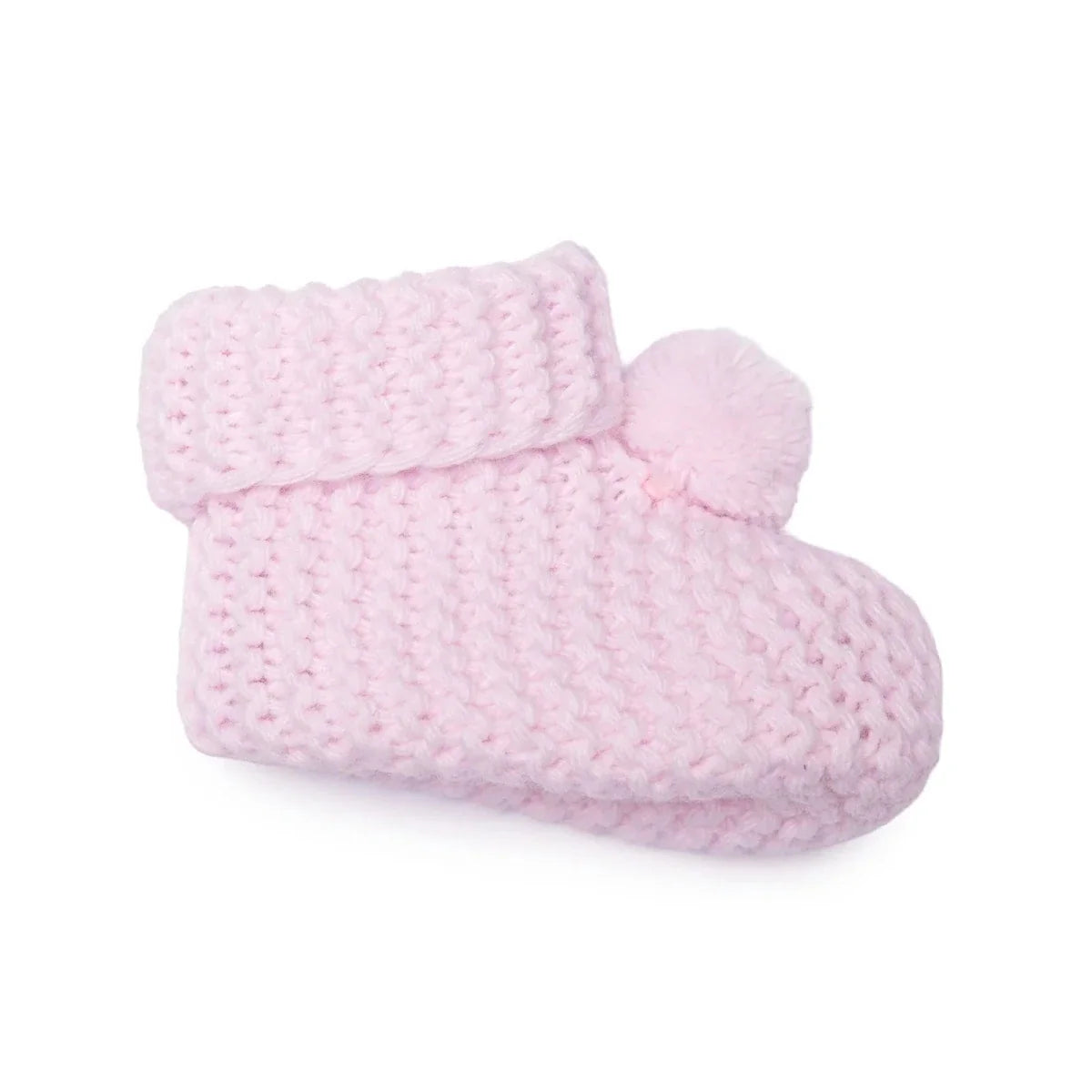 HelloBaby Pom Pom Knitted Baby Booties (One Size) - Light Pink