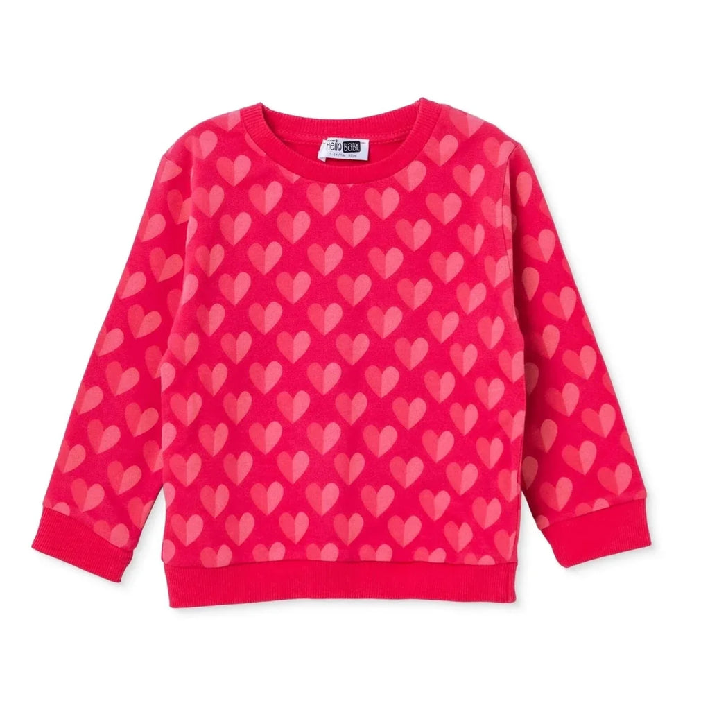 HelloBaby Heart Print Brushed Loopback Baby Sweatshirt (3-6 Months to 4-5 Years)