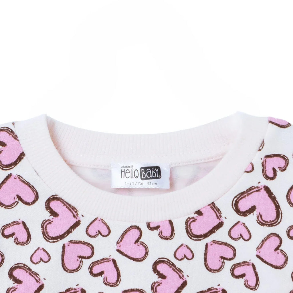 HelloBaby Heart Print Brushed Loopback Baby Sweatshirt (3-6 Months to 4-5 Years)