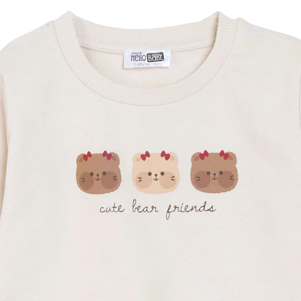 HelloBaby "Cute Bear Friends" Slogan Baby Sweatshirt (3-6 Months to 4-5 Years)