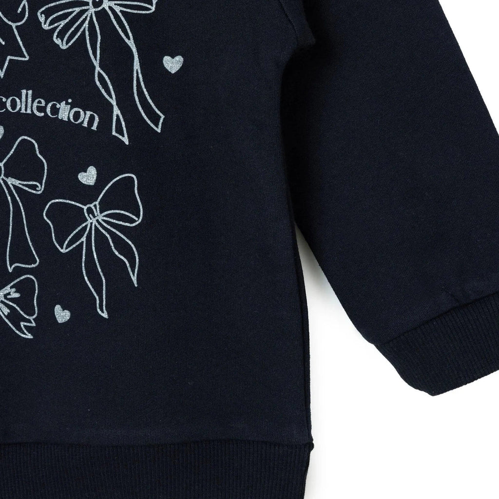 HelloBaby Bow Print Brushed Baby Sweatshirt (3-6 Months to 2-3 Years) - Black
