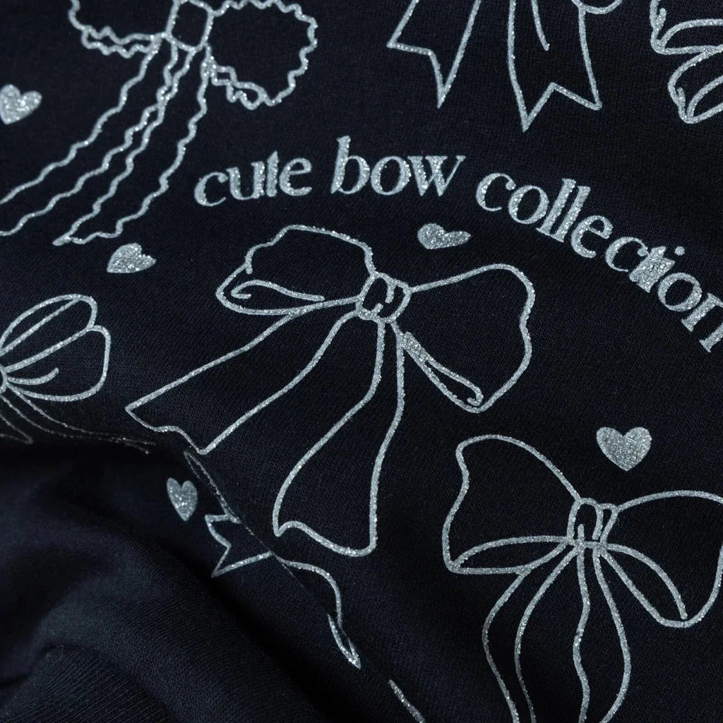 HelloBaby Bow Print Brushed Baby Sweatshirt (3-6 Months to 2-3 Years) - Black