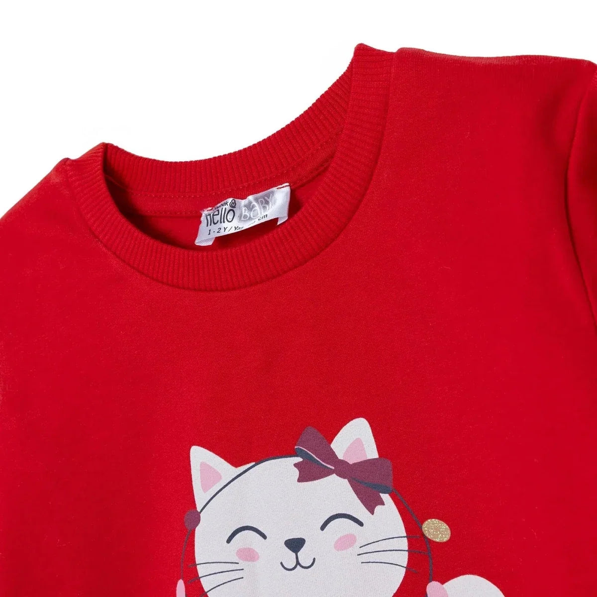 HelloBaby Animal Print Brushed Baby Sweatshirt (3-6 Months to 2-3 Years) - Red