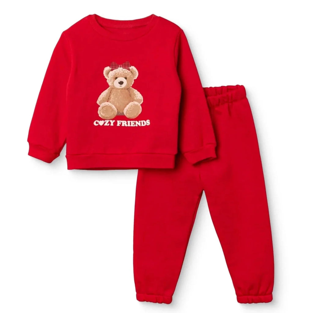 HelloBaby 2 Piece Bear Print Baby Tracksuit Set (3-6 Months to 2-3 Years) - Red