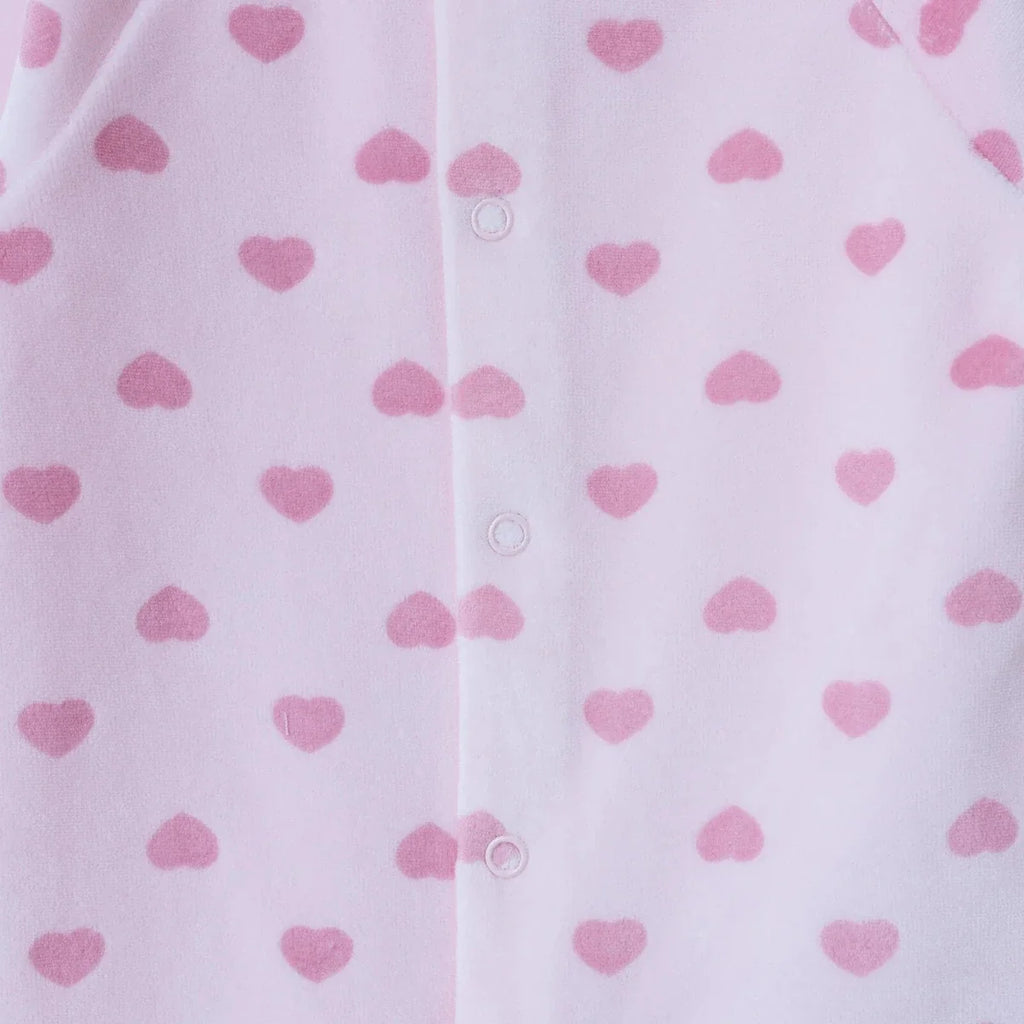HelloBaby Heart Print Footless Velour Baby Sleepsuit (Newborn to 6-9 Months)