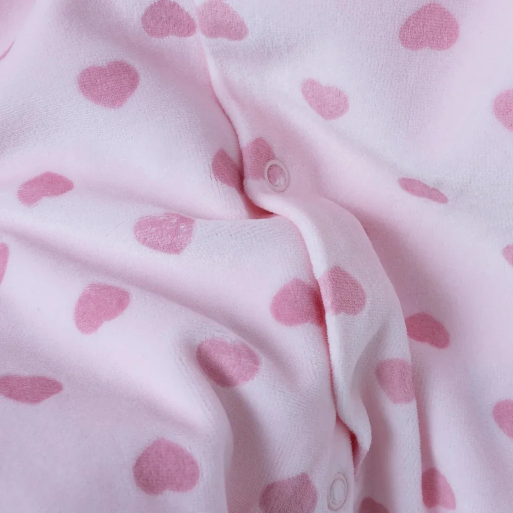HelloBaby Heart Print Footless Velour Baby Sleepsuit (Newborn to 6-9 Months)