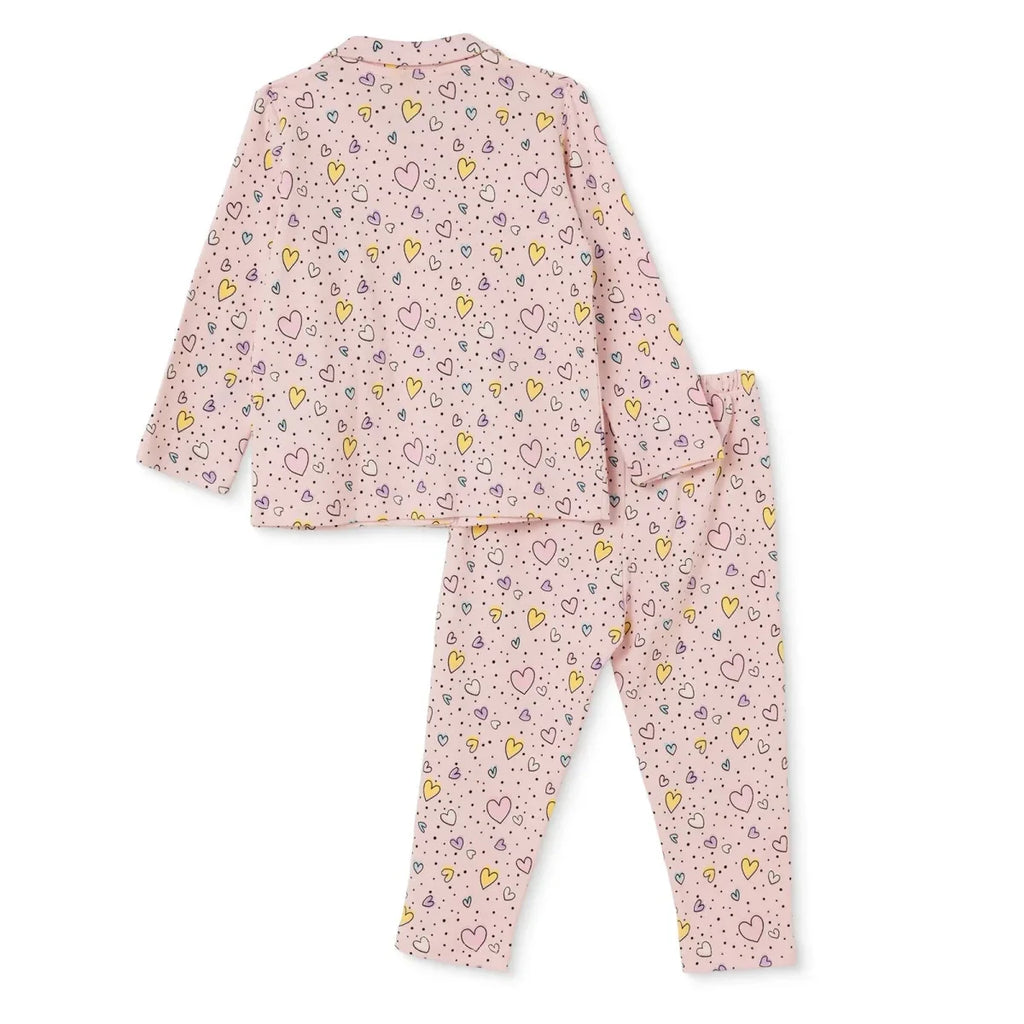 HelloBaby Heart Print Shirt Collar Baby Pyjama Set (3-6 Months to 3-4 Years)