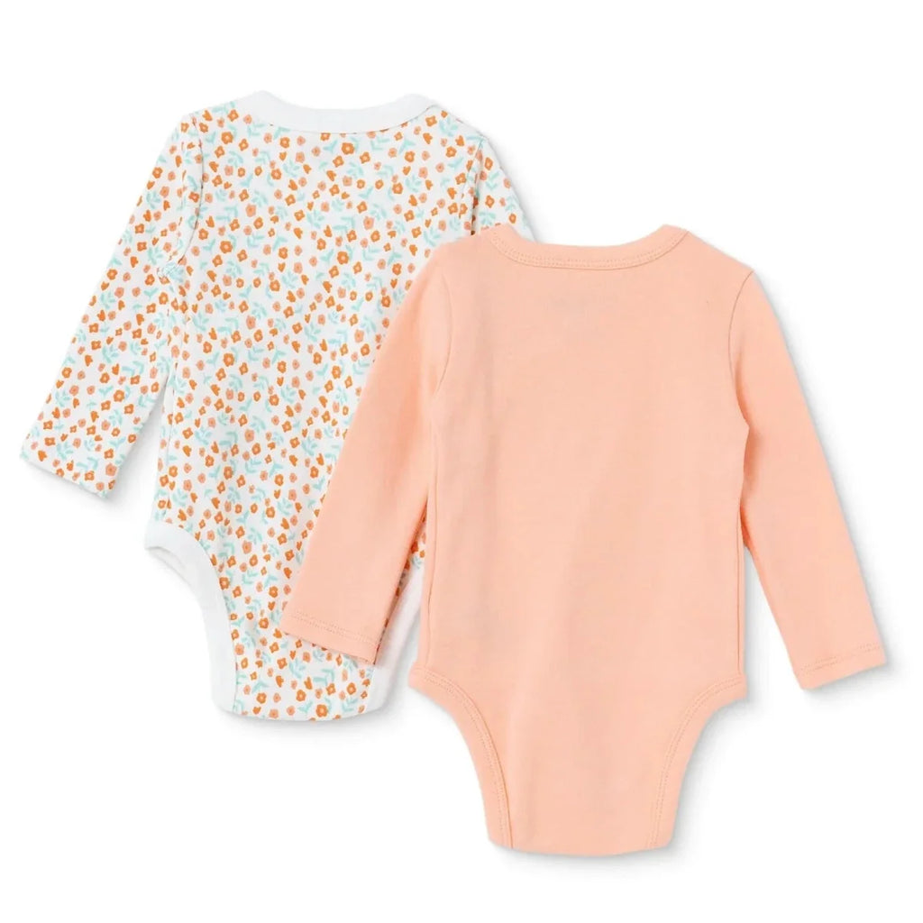 HelloBaby 2 Pack Animal Print Long Sleeve Interlock Baby Bodysuits (Newborn to 6-9 Months)