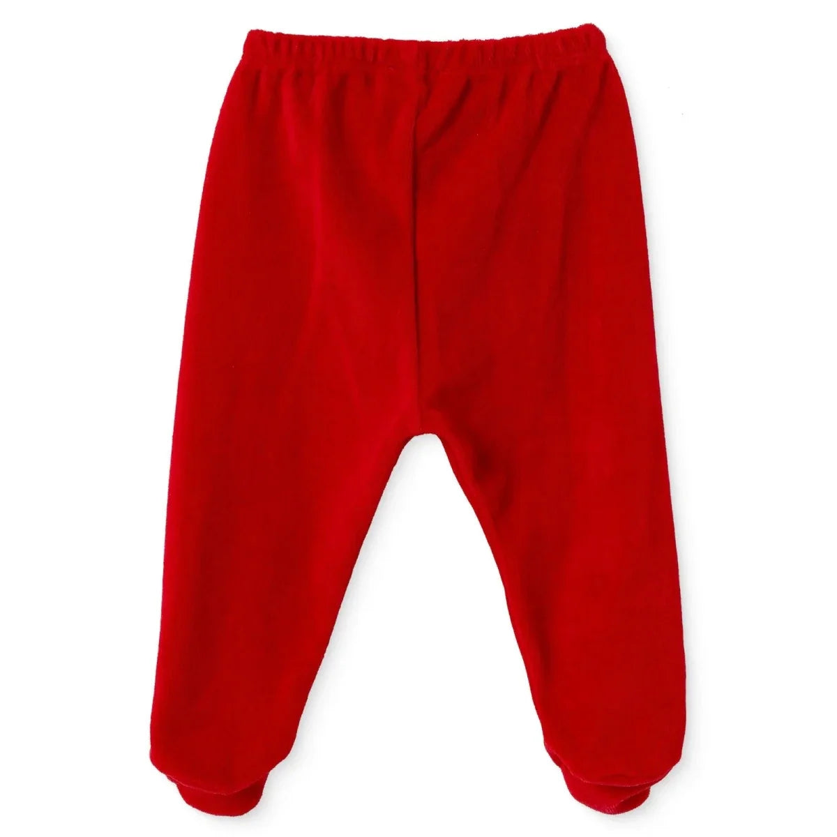 HelloBaby Reindeer Embroidered Velour Footed Baby Bottoms (Newborn to 6-9 Months) - Red