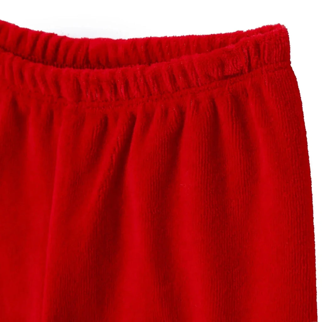 HelloBaby Reindeer Embroidered Velour Footed Baby Bottoms (Newborn to 6-9 Months) - Red