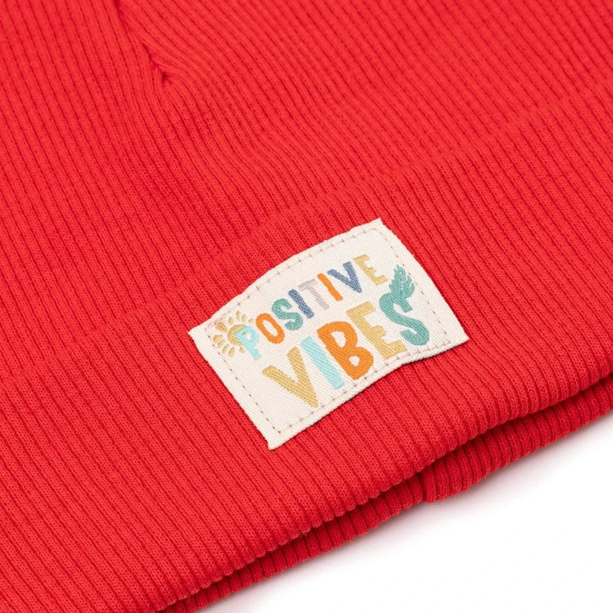 HelloBaby Positive Vibes Ribbed Baby Beanie (1-4 Years) - Red