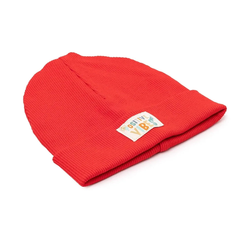 HelloBaby Positive Vibes Ribbed Baby Beanie (1-4 Years) - Red