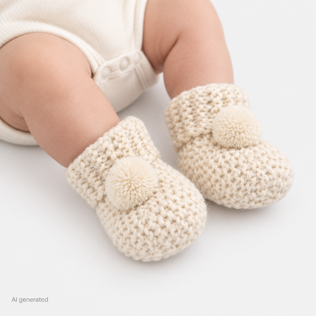 HelloBaby Knitted Baby Booties (Newborn to 3 Months)