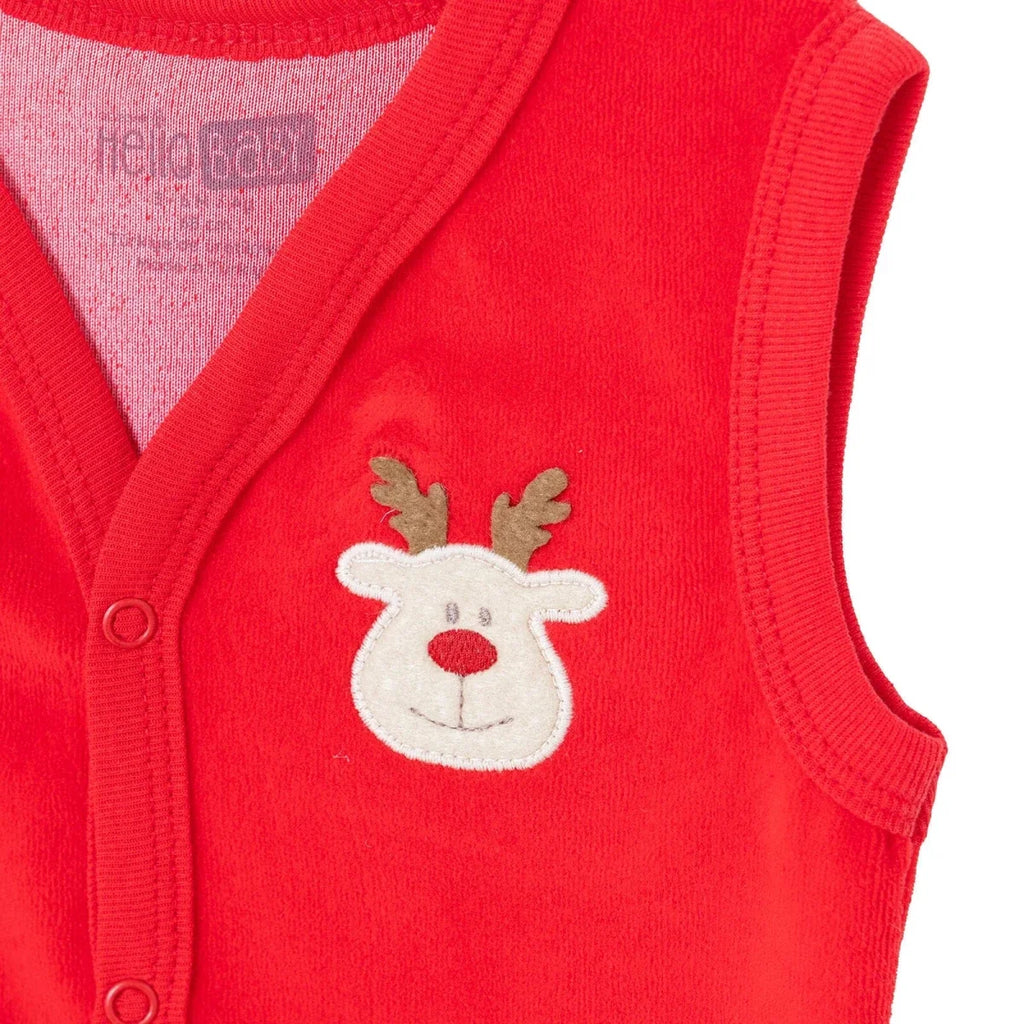 HelloBaby Deer Print Velour Baby Gilet (Newborn to 6-9 Months)