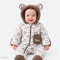 Midimod Animal Print Hooded Lined Fleece Baby Pramsuit (1-3 Months to 12 Months)