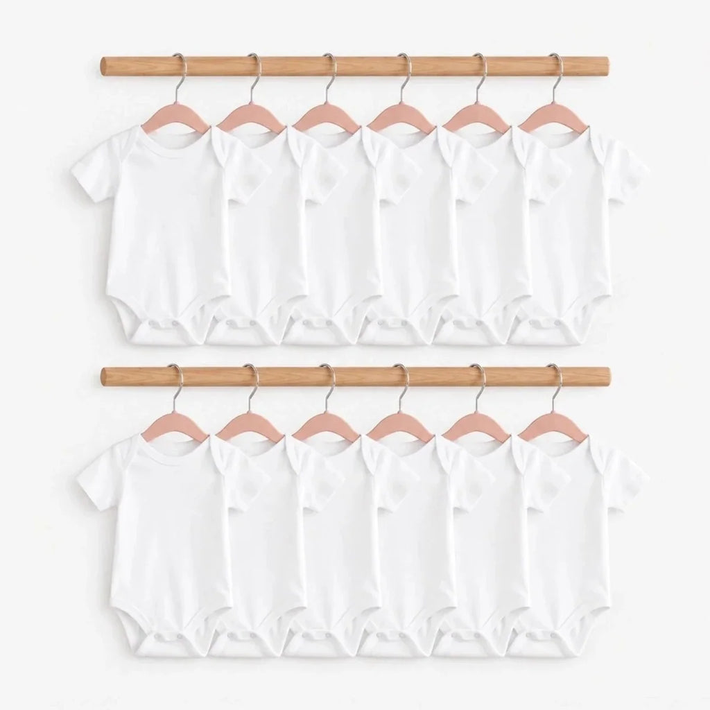 HelloBaby Unisex White Short Sleeve Bodysuits 12 Pack - White
