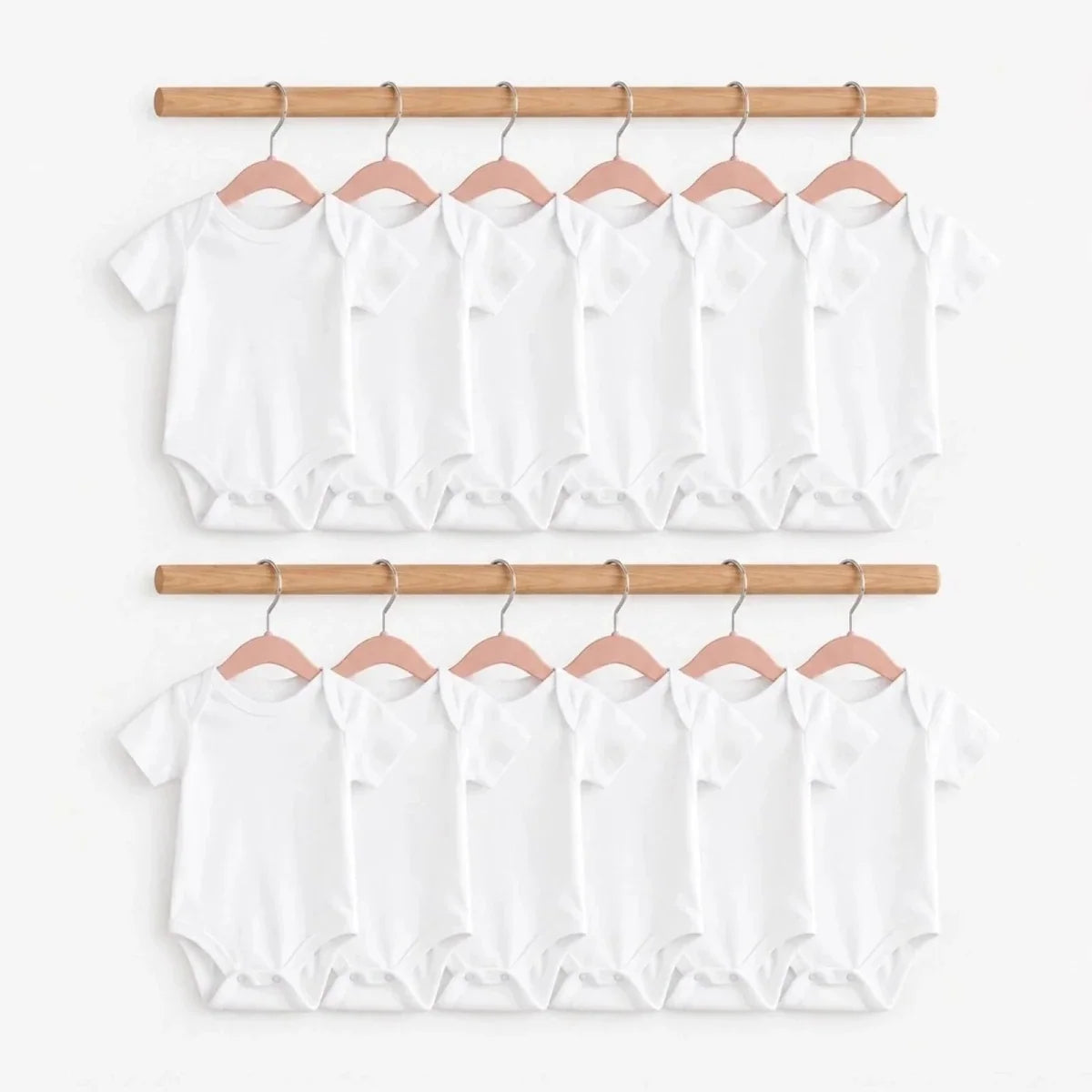 HelloBaby Unisex White Short Sleeve Bodysuits 12 Pack - White