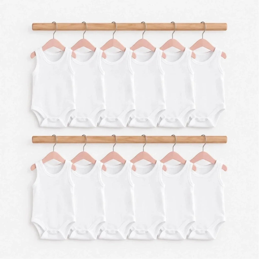 HelloBaby Unisex White Sleeveless Vest Bodysuits 12 Pack - White