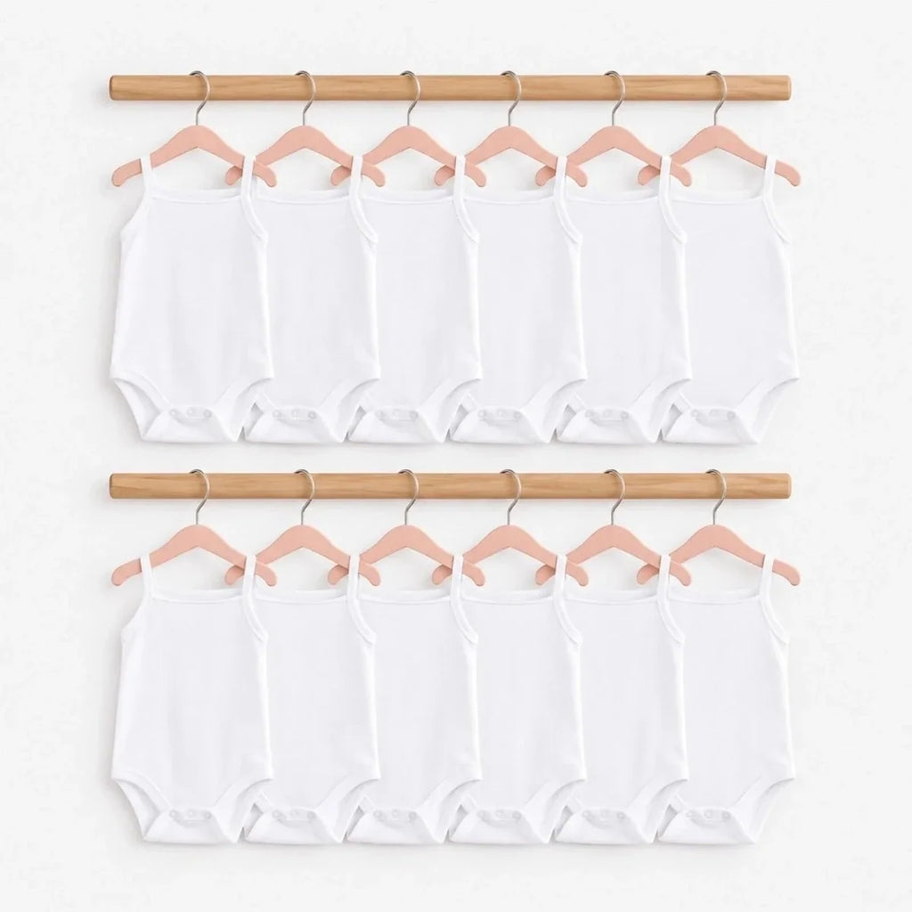 HelloBaby Unisex White Strappy Bodysuits 12 Pack - White